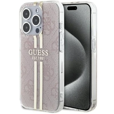 Afbeelding van Guess IML 4G Gold Stripe hoesje voor iPhone 14 Pro Max roze