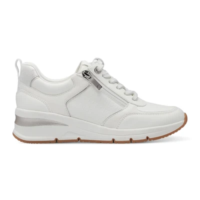 Afbeelding van Tamaris Sneakers laag, Dames, Maat: 41, White/silver Hoogwaardig imitatieleer