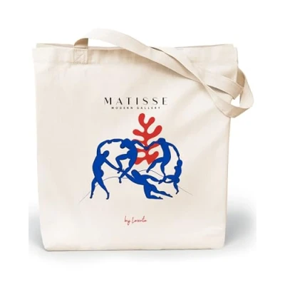 Afbeelding van Loxato Tote bag, stoffen tas, draagtas voor dames, canvas, 100% katoen, jute extra breed (8 cm), katoenen grote draagtas, 35 x 42 8 cm