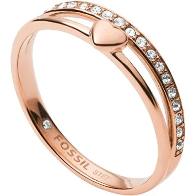 Afbeelding van Fossil dames Ring met strass JF03460791 in de kleur Roségoud, maat: Maat 59 18,75 mm