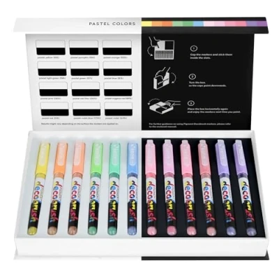 Afbeelding van Karin Pigment DecoBrush Acrylmarkers set van 12 Pastel Colors