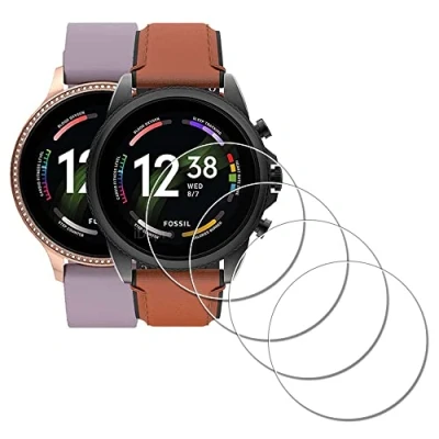 Afbeelding van iDaPro Set van 4 displaybeschermfolie gehard glas voor Fossil GEN 6 smartwatch dames en heren, krasbestendig, luchtbelvrij, eenvoudige installatie