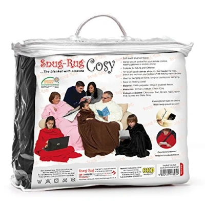 Afbeelding van Snug Rug Cosy Fleece deken met mouwen Zwart TV Plaid Warmte