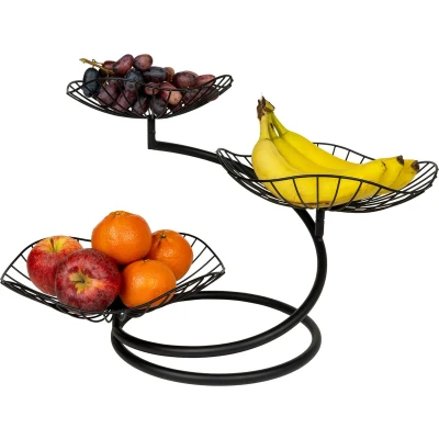 Afbeelding van QUVIO Fruitmand 3 laags metaal Zwart