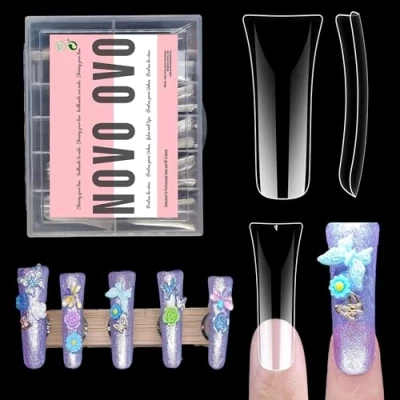 Afbeelding van NOVO OVO Y2K Vibe 120 stuks kunstnagels, extra lang, acryl, transparant, XL, XXL, kunstsalon