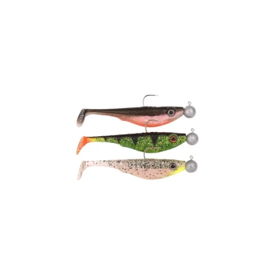 Afbeelding van Spro Iris Shad To Go UV Set Salt &amp; Pepper/UV Perch/Olive 8cm (5g) (3 Stuks)