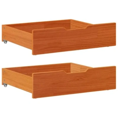 Afbeelding van vidaXL Bedlades 2 st 75x55x16 massief grenenhout wasbruin