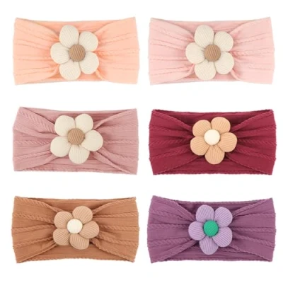 Image de DRESHOW 6 Pack Serre tête en Nylon Extensible pour les Filles Accessoires de Cheveux Faits à la Main Nouveau nés Nourrissons et Childs Bas âge