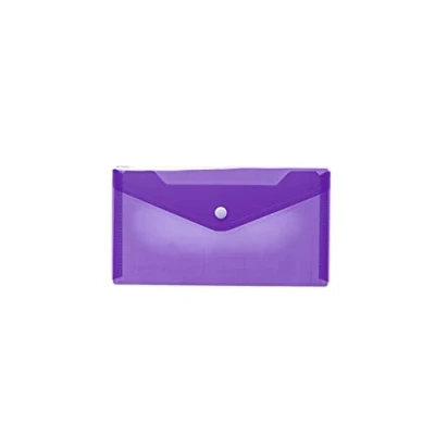 Afbeelding van HERMA 20042 documententas DIN lang transparant violet paars, kleine transparante vakken envelop met drukknoopsluiting, plastic voor school, universiteit, kantoor, reizen