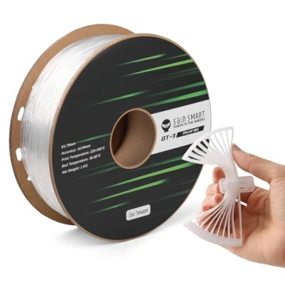 Afbeelding van SainSmart 1,75 mm TPU filament GT 3 flexibel 3D printer voor high speed printen 500 mm/s, uv bestendig, transparant, 1 kg spoel, maatnauwkeurigheid +/ 0,04
