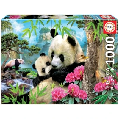 Image de Puzzle Educa Panda, 1000 pièces, comprend de la colle