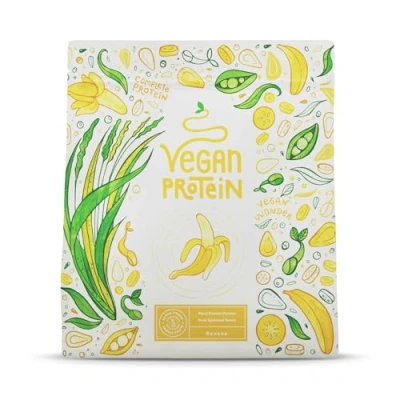 Afbeelding van Alpha Foods Vegan Proteine poeder Eiwitpoeder als maaltijd of ontbijtshake, Plantaardige Shake, 600 gram voor 40 shakes, met Banaan smaak (nieuw recept)