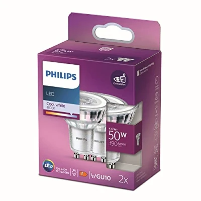 Afbeelding van Philips energiezuinige LED Spot 50 W GU10 koelwit licht 2 stuks Bespaar op energiekosten