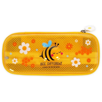 Afbeelding van Legami Wonderwow Tema Bee etui, 2 vakken en pennenhouder binnen, binnenvak met netstof, ritssluiting, 23 x 11 5 cm