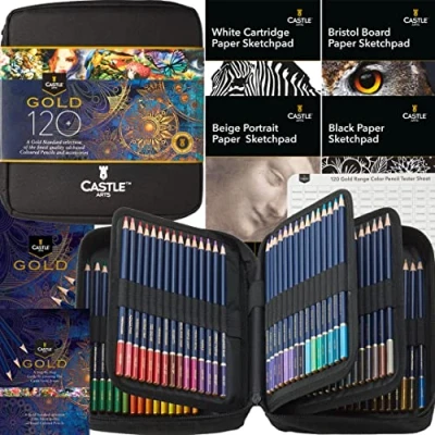 Afbeelding van Castle Art Supplies 120+ kasteel goud gekleurd potlood rits