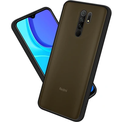 Afbeelding van Cadorabo Hoesje geschikt voor Xiaomi RedMi 9 in MATT ZWART Hybride beschermhoes met TPU siliconen Case Cover binnenkant en matte plastic achterkant