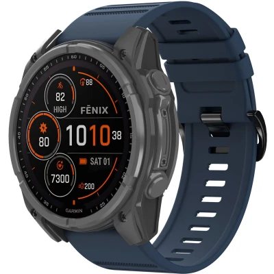 Afbeelding van imoshion QuickFit® Stripe Siliconenbandje Geschikt voor de Garmin Watch 26 mm aansluiting Donkerblauw