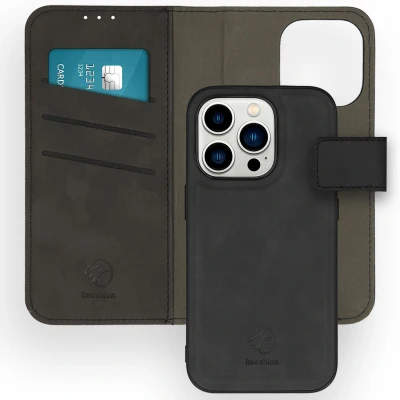 Afbeelding van iMoshion Hoesje Geschikt voor iPhone 14 Pro Met Pasjeshouder Uitneembare 2 in 1 Luxe Bookcase Zwart