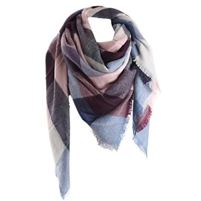 Afbeelding van Bakicey Sjaal voor dames, stola, meisjes, sjaal, Pashmina, geruite wol, mode, plaid, oversized, sjawl, cardigan, kasjmier, warm, herfst, winter, gebreide jas, poncho&#039;s en capes