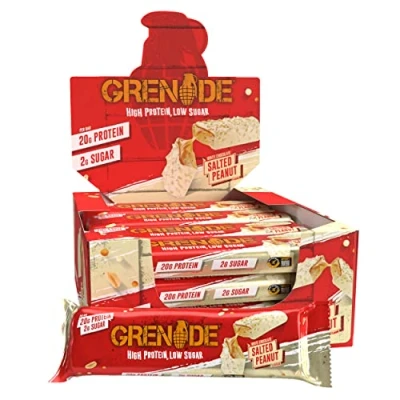 Image de Grenade Barre Hyperprotéinée à Faible Teneur en Glucides White Chocolate Salted Peanut, 12 x 60 g