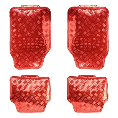 Afbeelding van Rubbermatten, universele auto mat metallic beschermmat rood, op maat gesneden vuilvangmat