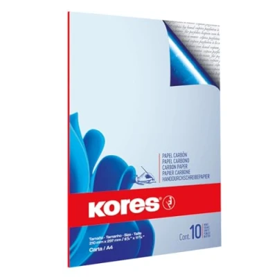 Image de 10 feuilles de papier carbone bleu A4 Kores