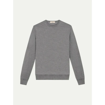 Image de Aurélien Crew/Col Rond Pull over Cashwool Doux Comme du Cachemire Homme Gris XXL Style Méditerranéen Italien Fait à la Main et Luxe Exclusif Chandails
