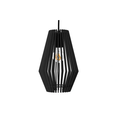 Afbeelding van Houten Design Hanglamp, E27 Fitting, 20cm, Zwart