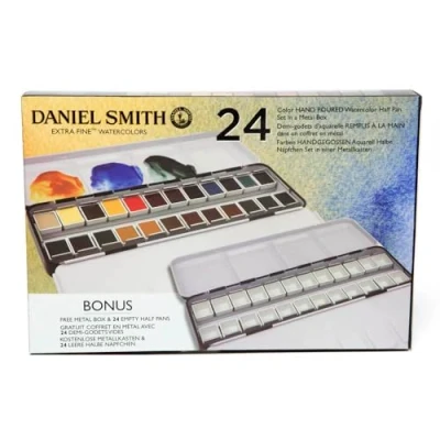 Afbeelding van Daniel Smith Waterverf Professionele Kwaliteit 24 Kleuren Watercolour Half Pan Box with Pans