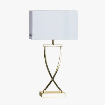 Afbeelding van By Rydéns Omega tafellamp messing/wit hoogte 52cm