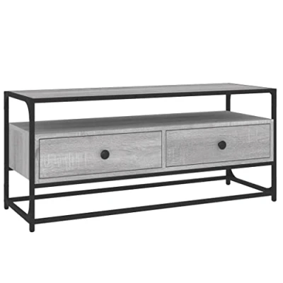 Afbeelding van Tv meubel 100x35x45 cm bewerkt hout grijs sonoma eikenkleurig