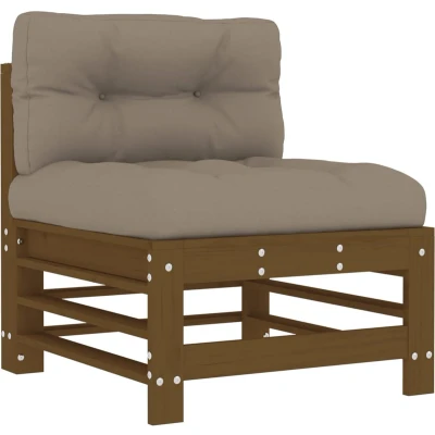 Afbeelding van Houten Loungeset Met Kussens Massief (Grenenhout of Douglas hout) 1 / Honingbruin grenenhout Middenbank