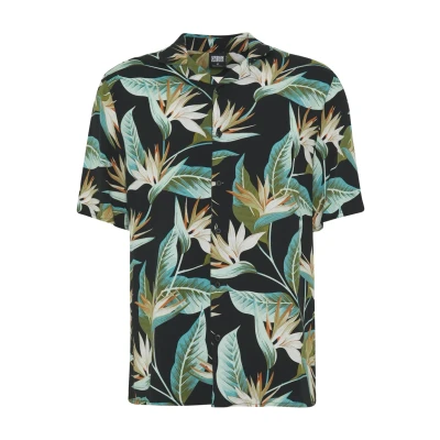 Afbeelding van Urban Classics Blossoms Overhemd, Heren, Maat: Medium, Black