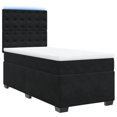 Afbeelding van vidaXL Boxspring met matras fluweel zwart 90x190 cm