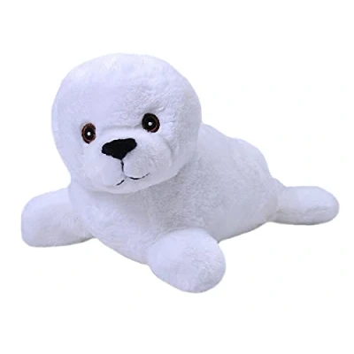 Afbeelding van Pluche knuffel dieren Eco kins witte zeehond van 30 cm. Wildlife speelgoed knuffelbeesten Cadeau voor kind/jongens/meisjes