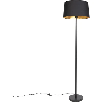 Afbeelding van QAZQA Smart vloerlamp zwart met zwarte kap 45 cm incl. Wifi A60
