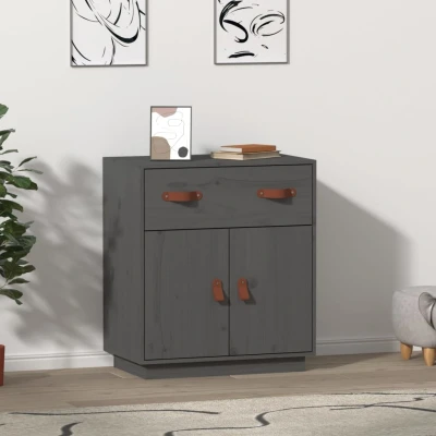 Afbeelding van Dressoir 65,5x40x75 cm massief grenenhout grijs