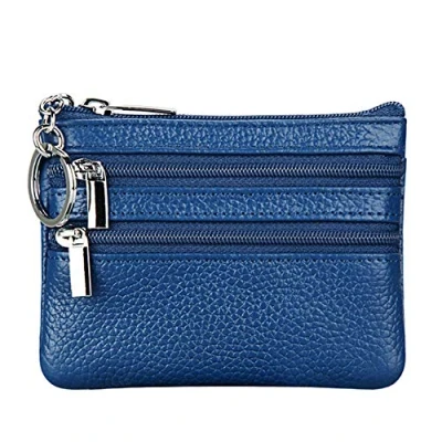 Image de Porte monnaie en Cuir véritable pour Femme avec clés, Blue, Taille unique,