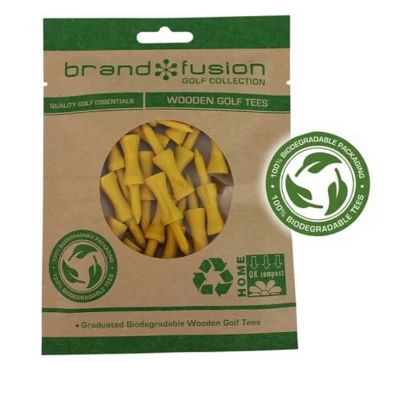 Afbeelding van Brand Fusion Golftees van hout, geel, biologisch afbreekbaar, 43 mm