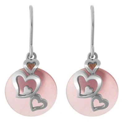 Afbeelding van Orphelia Oorhanger Pink Cateye Zirconium Sterling Zilver 925