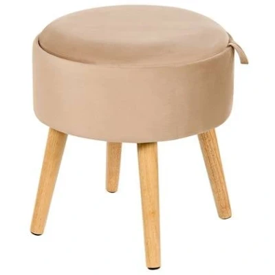 Afbeelding van Beliani NEELY Hocker Beige Fluweel