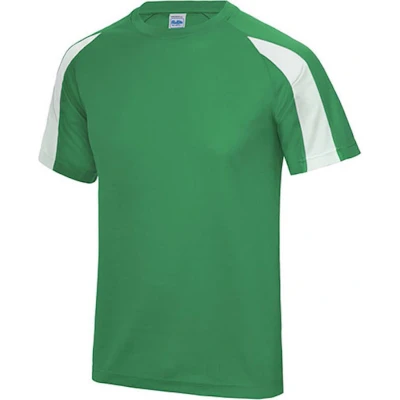 Afbeelding van Vegan T shirt &#039;Contrast&#039; met korte mouwen Kelly Green/White S