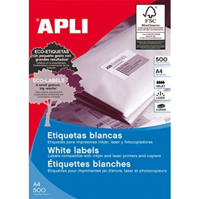 Afbeelding van Adhesive labels Apli 105 X 74 mm 500 Sheets White