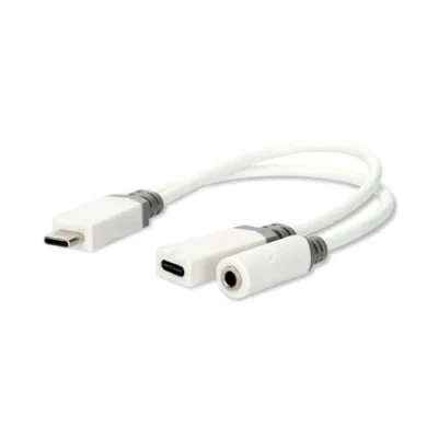 Afbeelding van Nedis USB C Adapter 2.0 Male Female / 3,5 mm 0.10 m Rond Verguld PVC Wit Doos