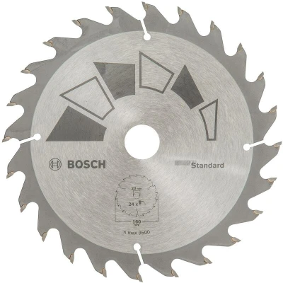 Afbeelding van Bosch Accessories Standard 2609256810 Hardmetaal cirkelzaagblad 160 x 20 mm Aantal tanden: 24 1 stuk(s)