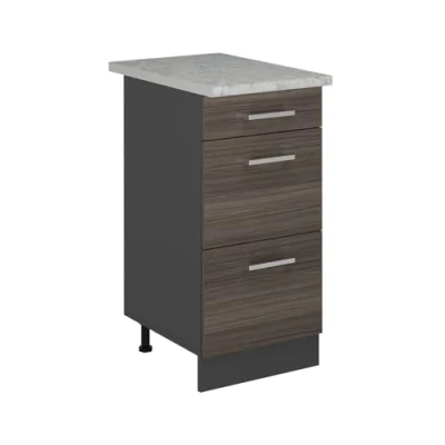 Afbeelding van Vicco Keukenonderkast R Line, Edel grijs/Antraciet, 40 cm met laden, AP marmer