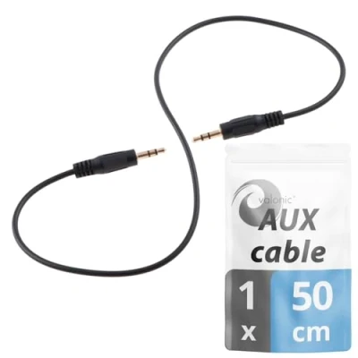 Afbeelding van valonic audiokabel kort 50 cm AUX kabel 3,5 mm mannelijk jackkabel voor auto, tv, pc zwart 0,5 m cavo naar