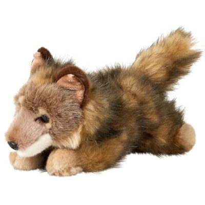 Afbeelding van Uni Toys Jongenswolf liggend 24 cm (lengte) pluche wolf knuffeldier