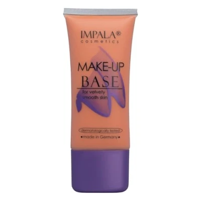 Afbeelding van Impala primer abrikoos kleur make up nr. 04 perfecte afwerking verwijdert glans en roodheid olievrije textuur voor vette gecombineerde huid 30 ml