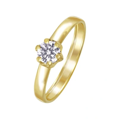 Afbeelding van Lucardi 14 CT Ring goldcoloured, Dames, Maat: 60, Gold/coloured